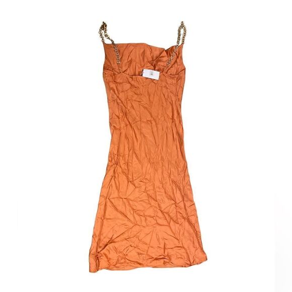 L'Agence chain-link cowl-neck silk dress in soft caramel Size 6 NWOT - Picture 8 of 12